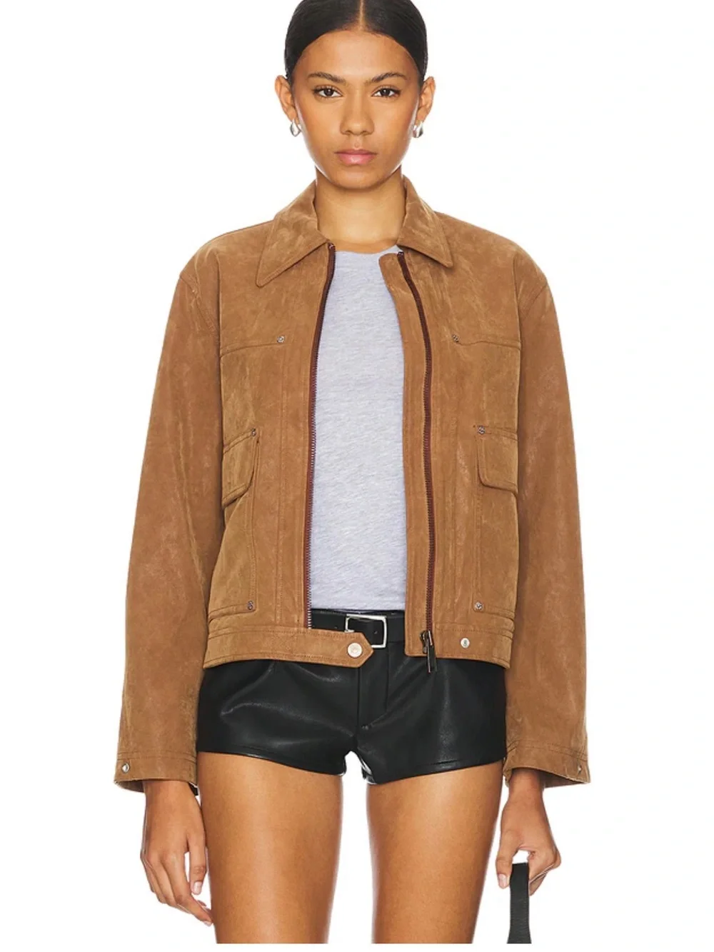 We The Free Blair Faux Suede Jacket in Caramel Cafe #2576